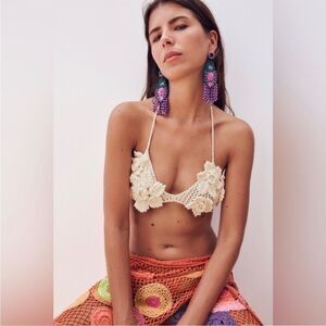 NWT Zara floral crochet top Sz S-M